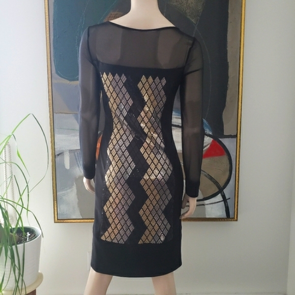 Joseph Ribkoff | Mesh and Sequin Geometric Dress - Picture 2 of 10